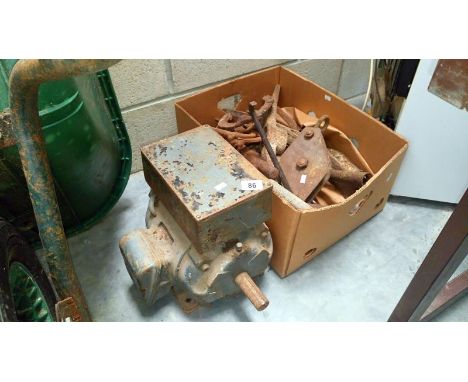 An electric motor a/f and a box of tools