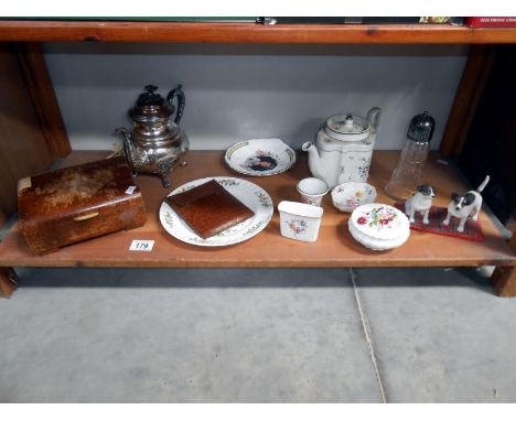 A mixed lot including Crown Derby, Aynsley, silver plate teapot etc