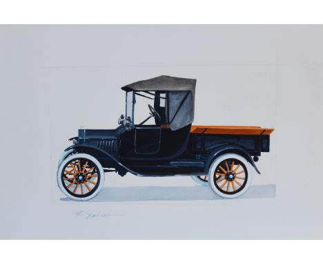 Robert Seabeck (American, B. 1945) "1917 Model T Truck" Signed lower left. Original Mixed Media on Paper painting. Provenance