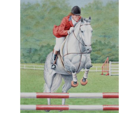 Peter Barrett (B. 1935) "Sporting Horses - Show Jumping" Signed lower left. Original Watercolor painting. Provenance: Collect