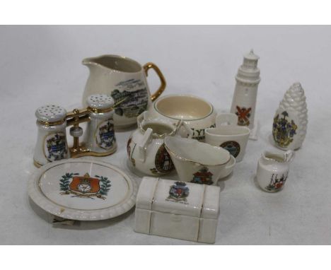 A small box of mostly crested cabinet china to include examples by WH Goss