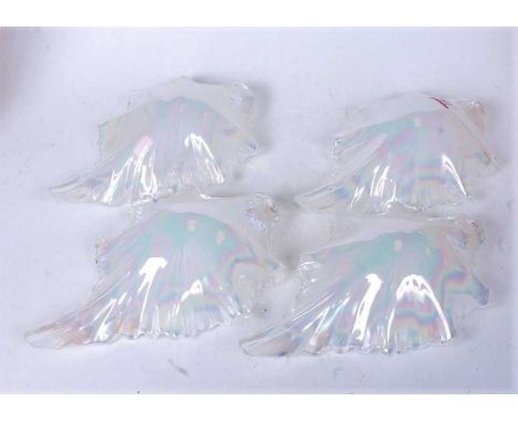 A set of four Art Deco style lustre glass wall light shades, h.30cm