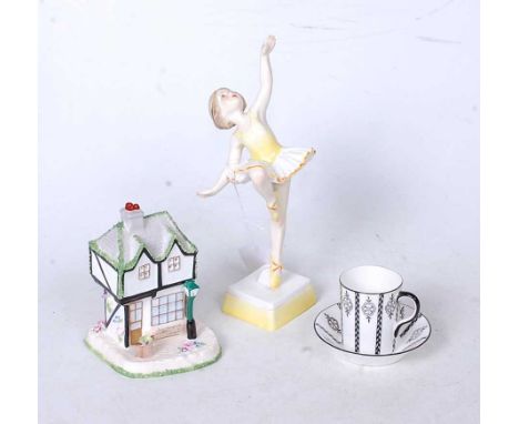 A Royal Worcester figure of a child ballerina, inscribed Tuesday Child is Full of Grace to the underside, No.S32586, h.21cm; 