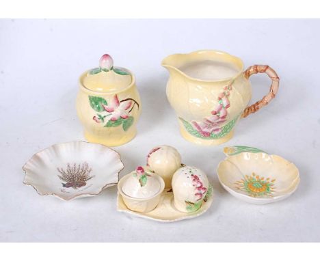 A collection of Carltonware leaf moulded wares