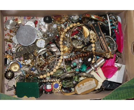 A large collection of costume and other jewellery, to include lady's wristwatch, torque type bangle, beads etc 