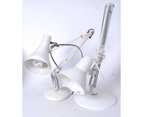 A cream painted angle poise type desk lamp, together with one other white painted example (2)