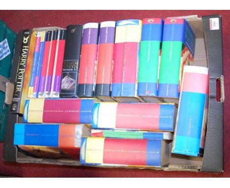 A box of J K Rowling books, all being Harry Potter volumes, to include The Philosopher's Stone, Prisoner of Azkaban, Deathly 