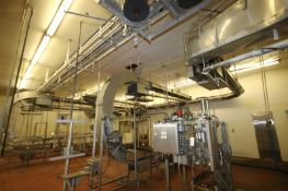 Aprox. 160 ft. L APV All S/S Overhead Case Conveyor System, Rex Plastic Chain, 15 inch W S/S Pan,