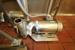 Fristam 2 hp Centrifugal Pump, Model FPX3531-160, S/N 353173472 with WEG 1800 RPM S/S Clad Motor,