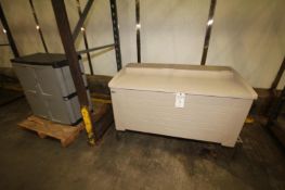 Suncast Aprox 54 inch L x 24 inch W x 24 inch Deep Storage Bin with Rack including Rubbermaid 2-Door