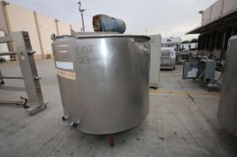 Aprox. 700 Gal. S/S Hinged Lid Processor with Bottom Sweep Agitator, Baffle, Dual Sprayball,