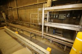 Aprox. 90 ft. Dairy Conveyor S/S Above Ground Case Conveyor System with Rex Chain, Lane Diverters,