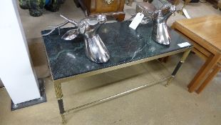 A C20th marble and brass low table