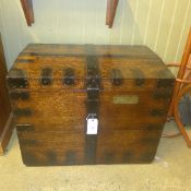 A Victorian oak and metal bound silver chest, makers name ''Savory & Sons Goldsmith, Corn hill