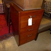 A mahogany pedestal chest of five drawers on a plinth base