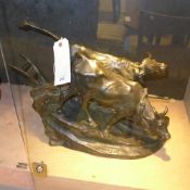 A patinated bronze 'Cattle with plough', signed ''E.Butti'' (Italy 1847-1932) H 32 W 28 L 52 cm