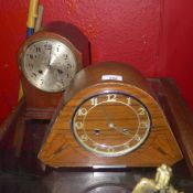 An Art Deco walnut mantel clock and a similar (A/F)
