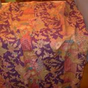A 1900s floal textile decorated with Corinthian columns, grapes and vines
