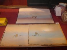 Three unframed gouache Arabian landscape studies by Frank Holmes