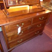 A C19th mahogany chest fitted two short above two long drawers with brass handles on bracket feet