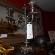 A C19th Continental silver plated candelabra of fine twisting branches with foliate decoration in