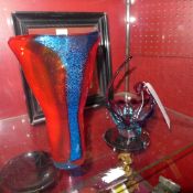Two Mdina coloured glass vases circa 1960