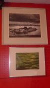 A black and white photograph of the equinox flood tide Greatham Creek Teesmouth 1974 together with a