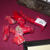 Six pieces of red coral