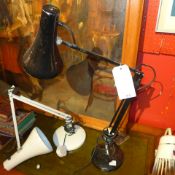 A black painted angle poise lamp ogether with three other lamps (4)
