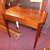 A Georgian mahogany side table fitted single drawer on square tapering supports