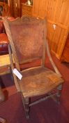 An early C20th rocking chair on turned supports