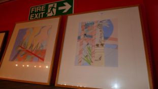 A pair of paintings by Allison J Harley The Statue 1981 and Canopy 1981 both signed in pencil