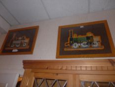 A pair of watercolours of locomotives framed and glazed
