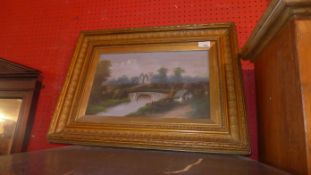 A pair of oils on paper Dutch landscape studies glazed and in giltwood frames