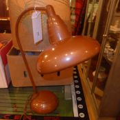 A 1940's brown painted desk lamp