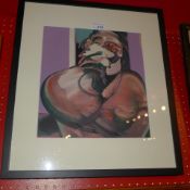A Francis Bacon print portrait in a black frame
