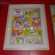 A glazed and framed original comic strip artwork for The Pink Panther TV comic by John McClusky