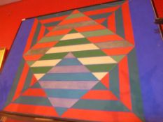 A late 1970`s American School Art oil on canvas in black painted frame