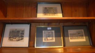 Three C19th theatre prints including two of Astleys Theatre, interior and exterior an open air