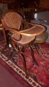 An early C20th bentwood caned high chair