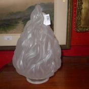 A pair of flame form frosted glass lamp shades