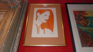 A lithograph of a lady signed indistictly and dated '82