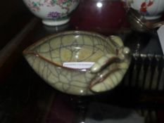 A Chinese crackle glazed water pot of peach form