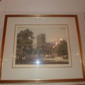 A large print of Westminister Abbey after an etching and aquatint in a gilt frame
