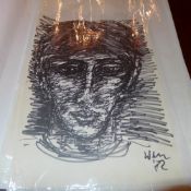 A portfolio of four original pen portrait studies signed by the artist Michael Werner