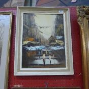 An oil on board titled ''Chinese junk at anchor'' unsigned
