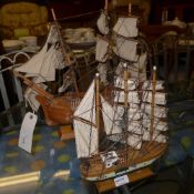 Two model ships HMS Bounty and the Endea