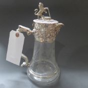 A fine silver plated mount claret jug, g