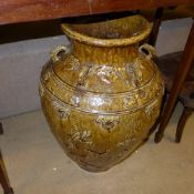A large highly fired Chinese garden pot