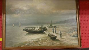 A C20th oil on canvas coastal Arabic study signed